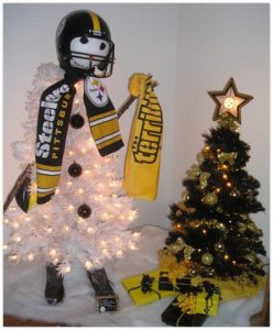 NPC's Purchasing department decorated a Pittsburgh Steelers tree this year.